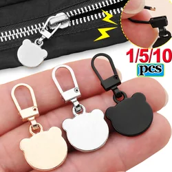 1/10 pçs destacável urso zíper puxar substituição extrator de zíper alavanca bloqueios para baixo calças vestido bagagem metal zíper cabeça kit reparo