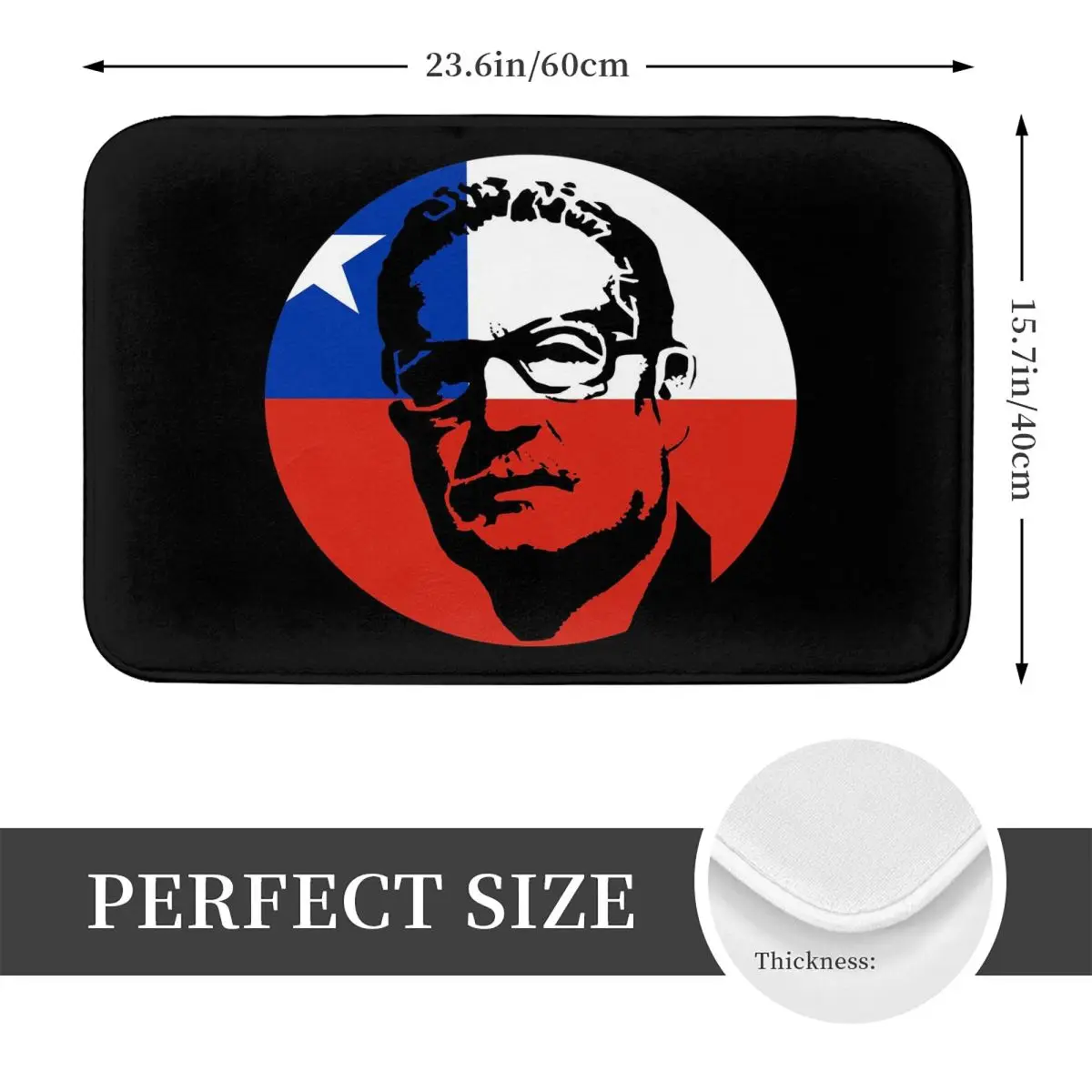 Salvador Allende Chilean Flag Anti-slip Doormat Floor Mat Durable Carpet Rug for Kitchen Entrance Home Balcony Footpad Mats