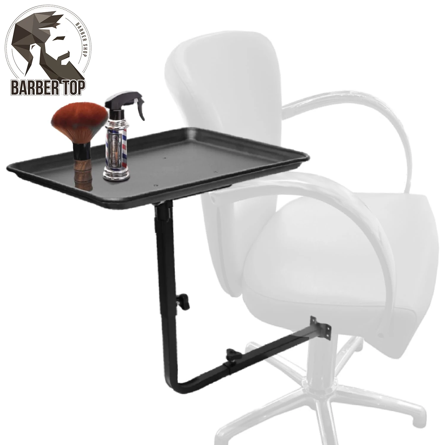 

Barber Salon Tray Hairstylist Tray Attaches to Chair Rotating Tray Height-Adjustable 360-Degree Rotating Tattoo Barber Tray