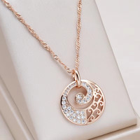 1 Pc Luxury Rose Golden Color Hollow Floral Pattern Necklace Boho Pendant Bride Wedding Jewelry Valentine's Day Jewelry Gifts