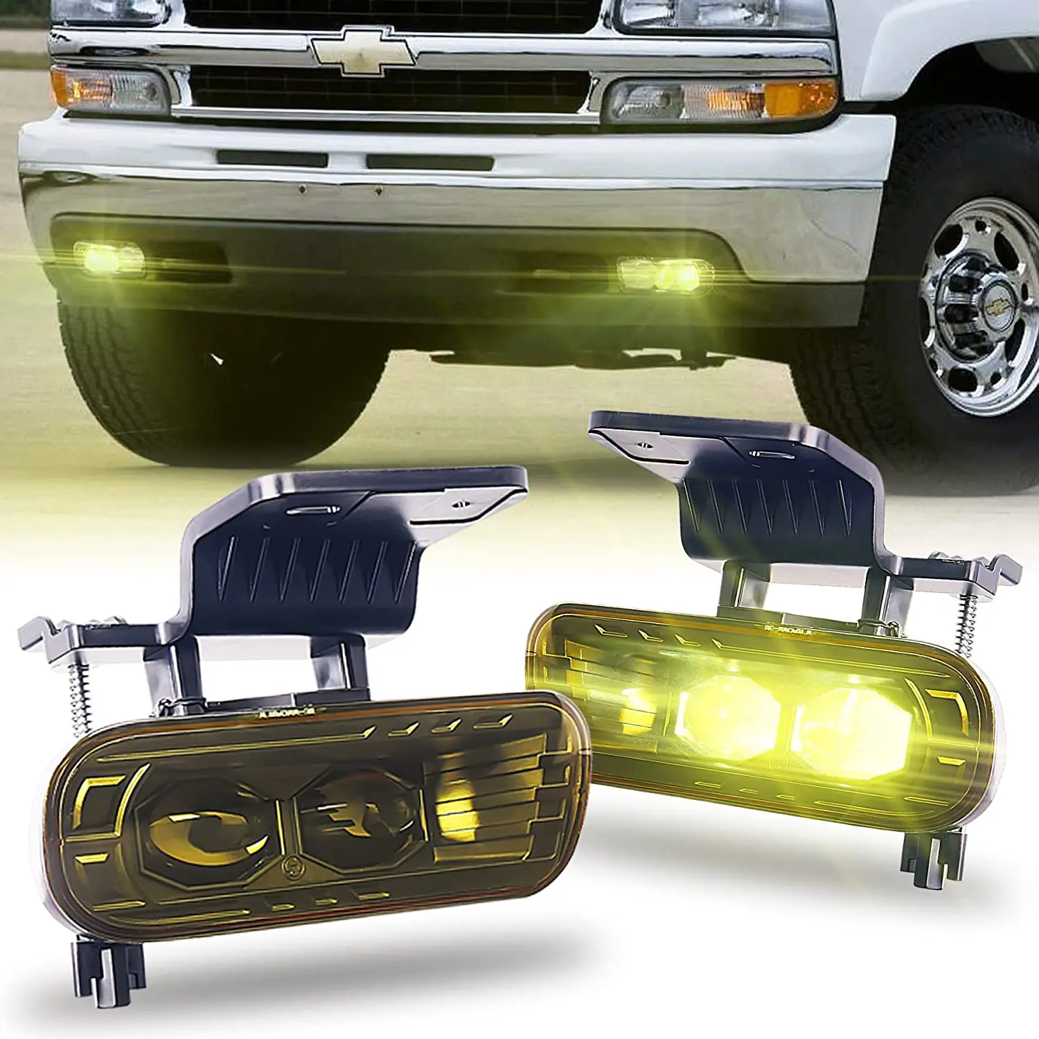 Yellow Lens Bumper Lights fit 1999-2002 Chevy Silverado 1500 2500, 2000-2001 Silverado 3500, 2000-2006 Chevrolet Suburban Tahoe