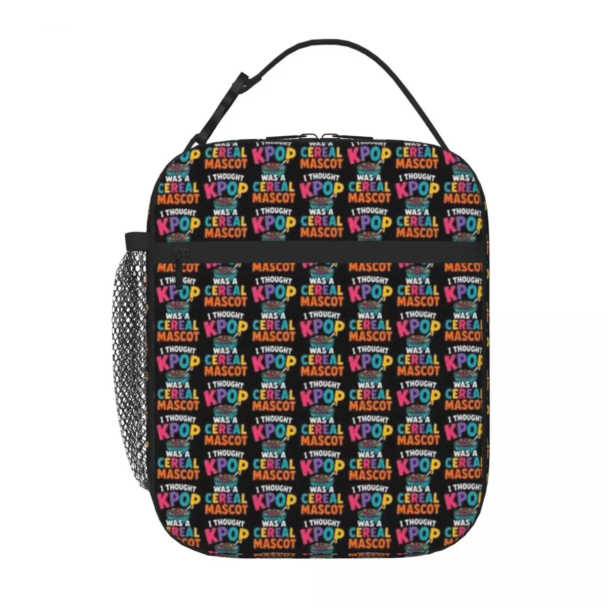 Bestselling I Thought Kpop Was A Cereal Mascot Funny Quote Striped Sports Lunch Bag Office Outdoor Lunch Lunch Tote