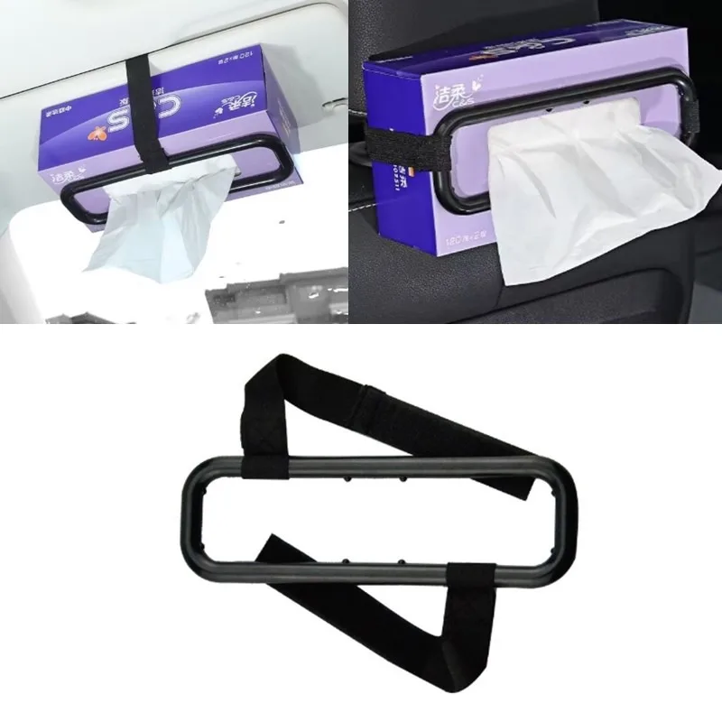 Car universal tissue box rack sun visor napkin box seat back napkin box rack elastic hanging napkin rack