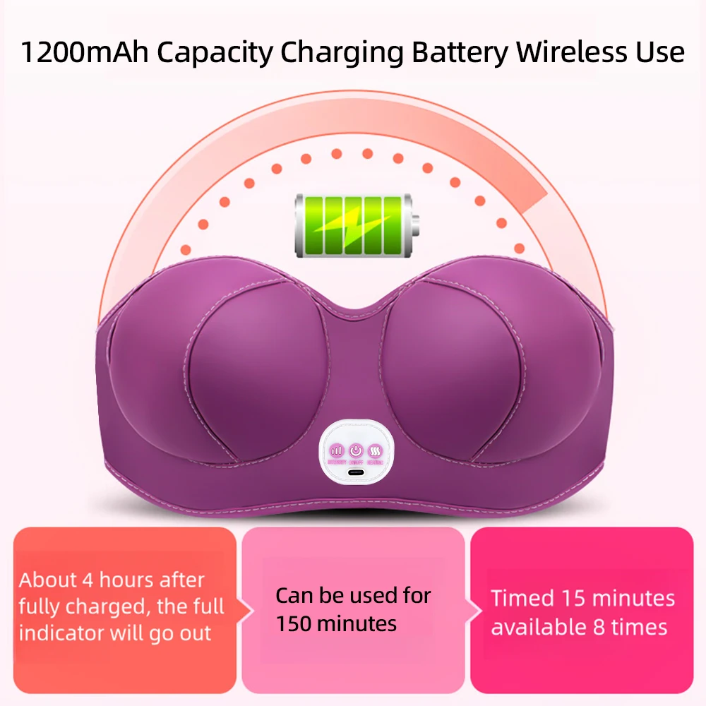Wireless Electric Breast Massage Bra Vibration Heating Chest Enlargement Stimulator Massager Anti Sagging Breast Lifting Firming
