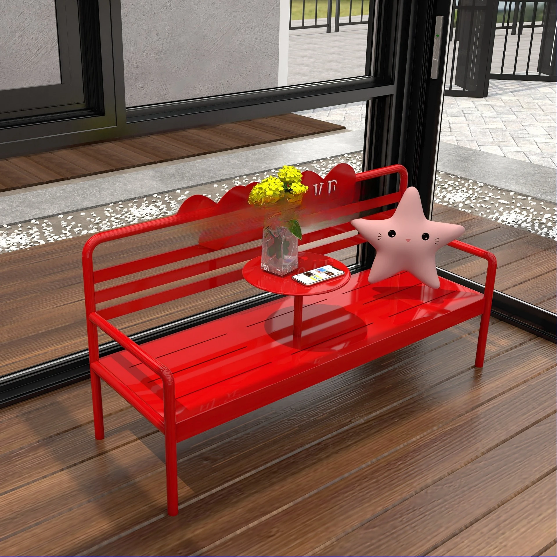 Outdoor Bench Park Bench Milk Tea Coffee Shop Gym Rest Stool Shopping Mall Iron Seat Chair