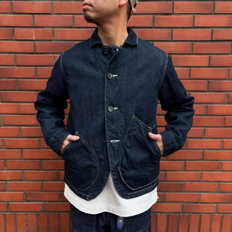 Blue Denim Workwear Jacket Men Casual Outerwear