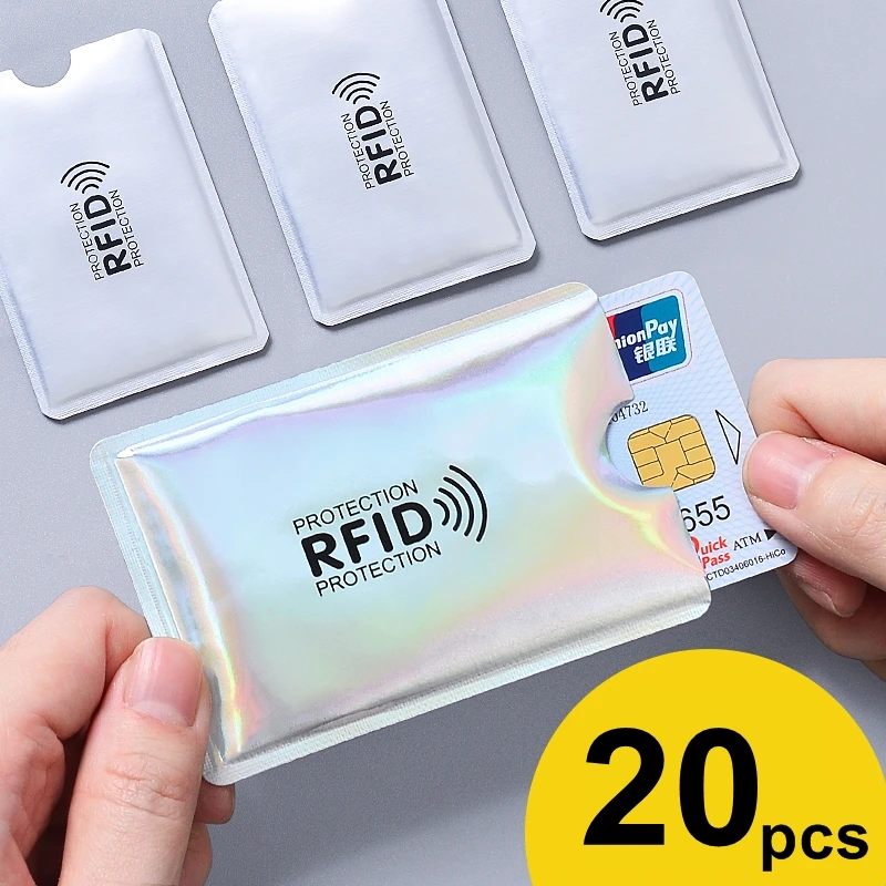 D5 20PCS Office Anti Rfid Wallet Blocking Reader Lock Bank Card Holder Id Bank Card Case Protection Metal Credit NFC Card Holder