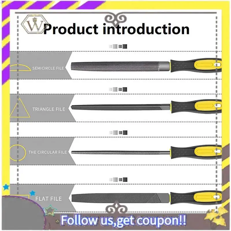 AU33-19Pcs Metal Steel File Grinding Tool With Flat File, Semi-Circular File, Circular File, Triangular File And Needle File.