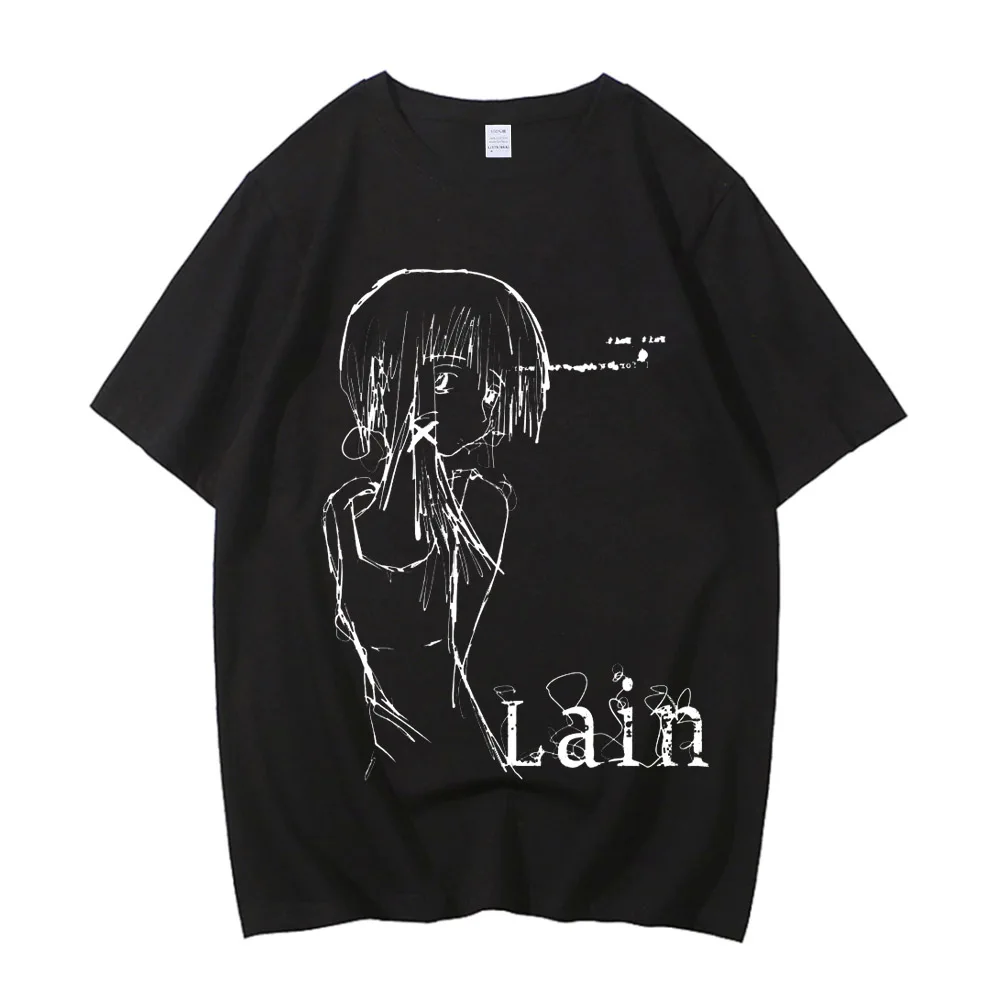 Camiseta Unisex de algodón de alta calidad con estampado gráfico de Lain, ropa de moda urbana de manga corta, camisetas de estilo callejero