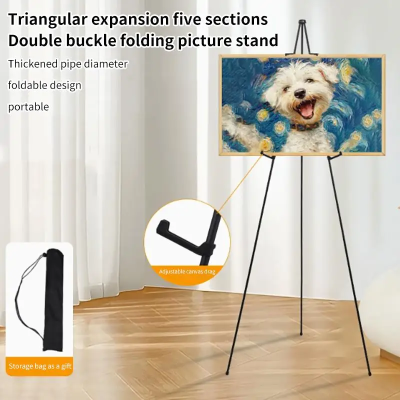 Metal Tripod Easel Stand with Adjustable Height for Artists for Art Showcases