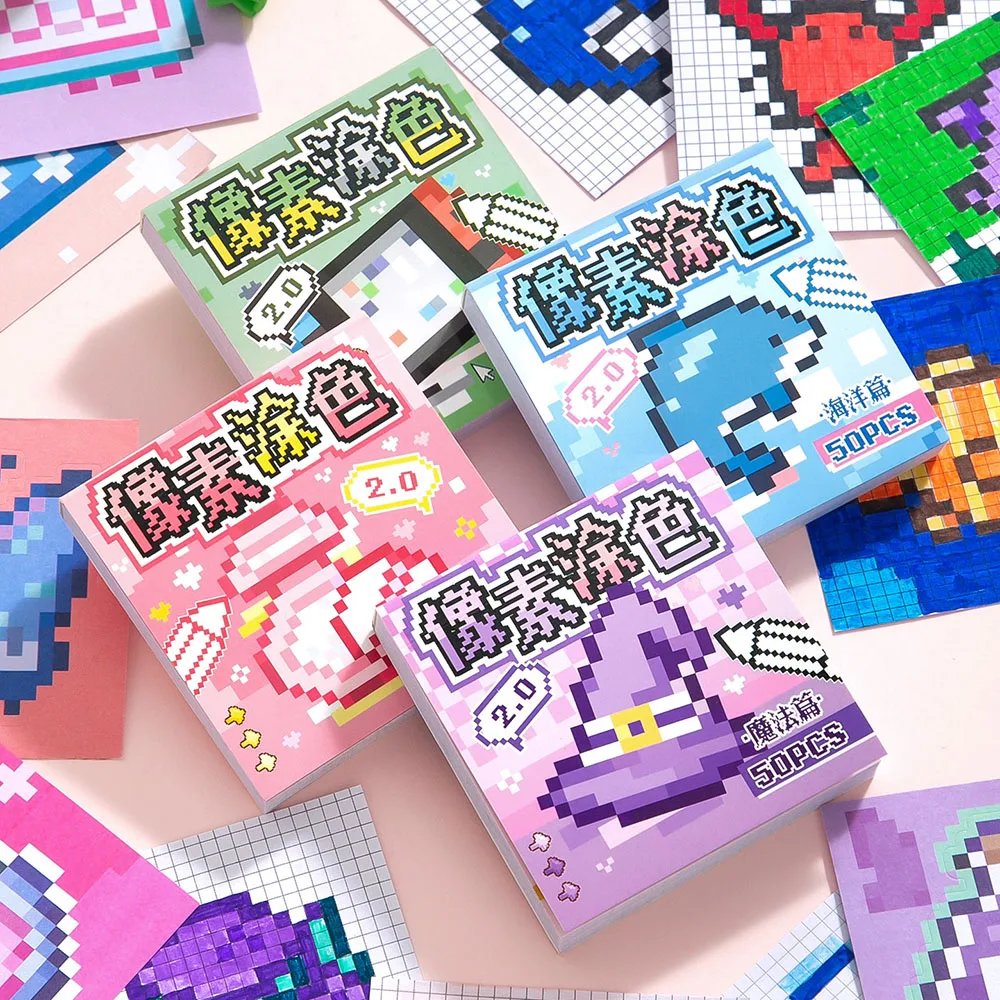 

Pixel Style Coloring Sticker Book DIY Coloring Book Clip Art Sticker Collage Photo Album Diary Decoration Phone Case Stickers
