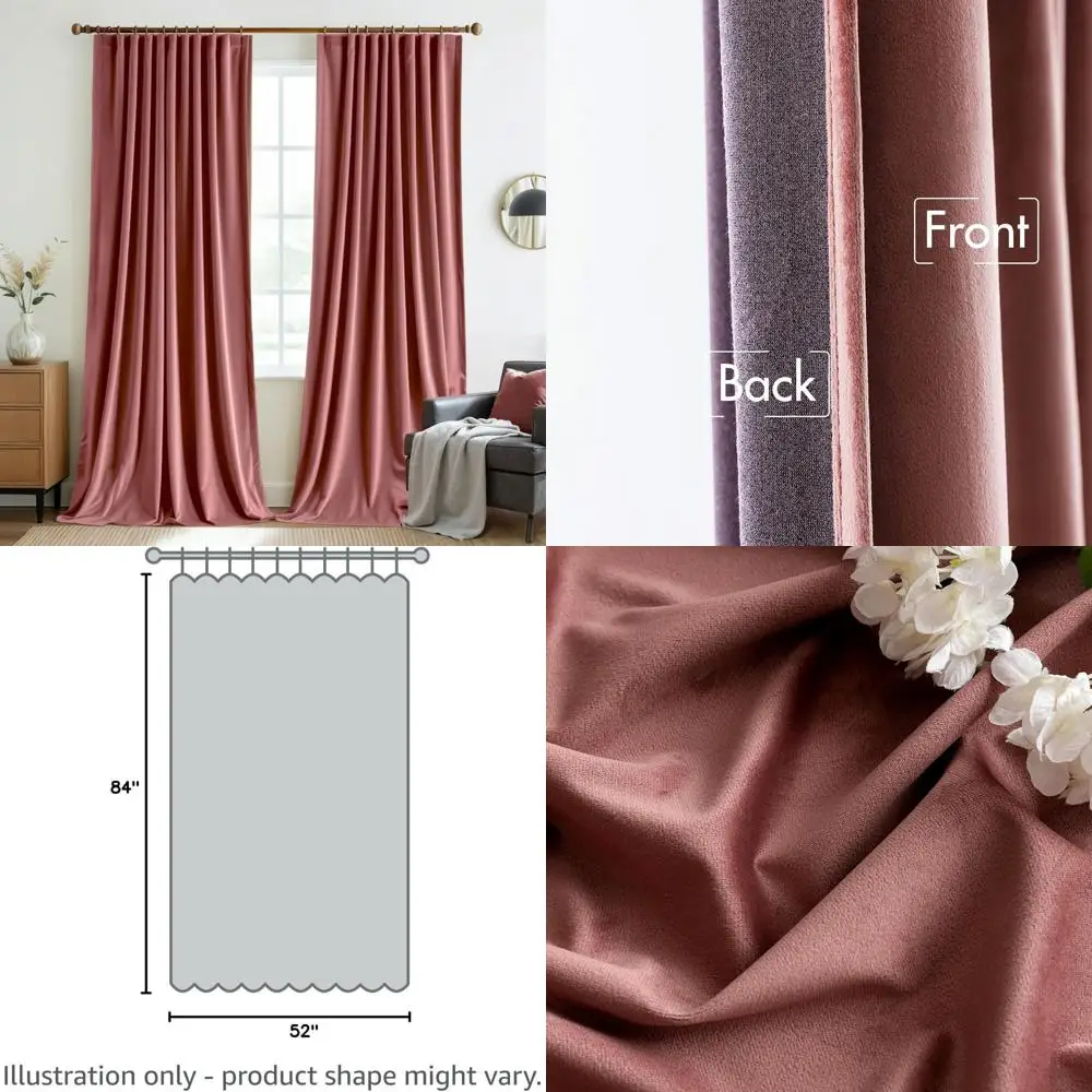 

Luxury 84 Pinch Pleat Blackout Curtains with Back Tab, Dusty Rose Pink, Soft and Thermal Insulated for Bedrooms and Living Rooms