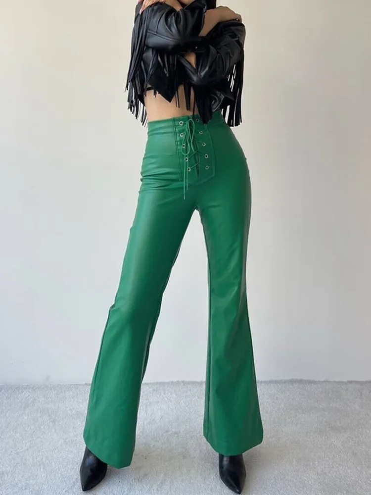 الخريف والشتاء موضة مثير عالية الخصر جلد متوهج بنطلون المرأة شخصية الشارع تنوعا مايكرو سليم بنطال جلدي