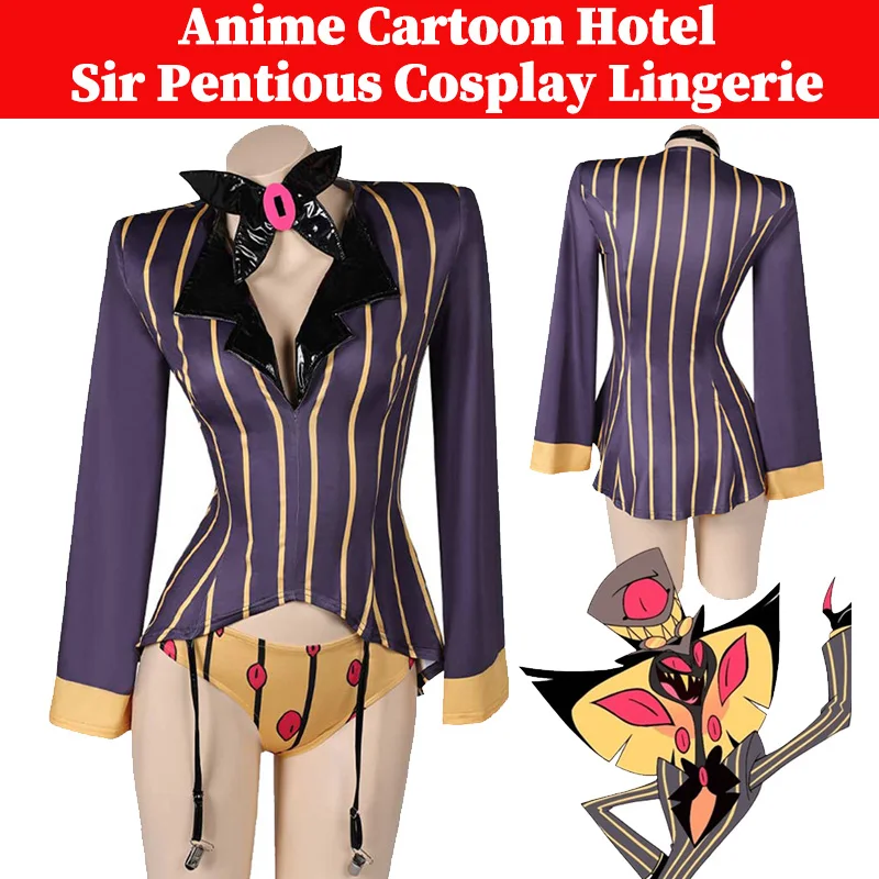 

Sir Pentious Cosplay Women Sexy Lingerie Cartoon Hell Inn Costume Anime Outfits Swimsuits Bow Tie Full Set Halloween Suit