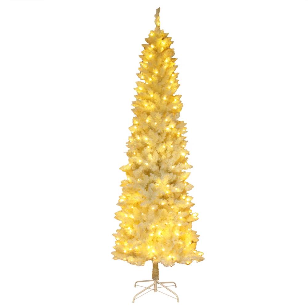 6.5ft Christmas Tree 719 Branches Artificial Christmas Pine Tree With Fiber Optics Without Pine Cones