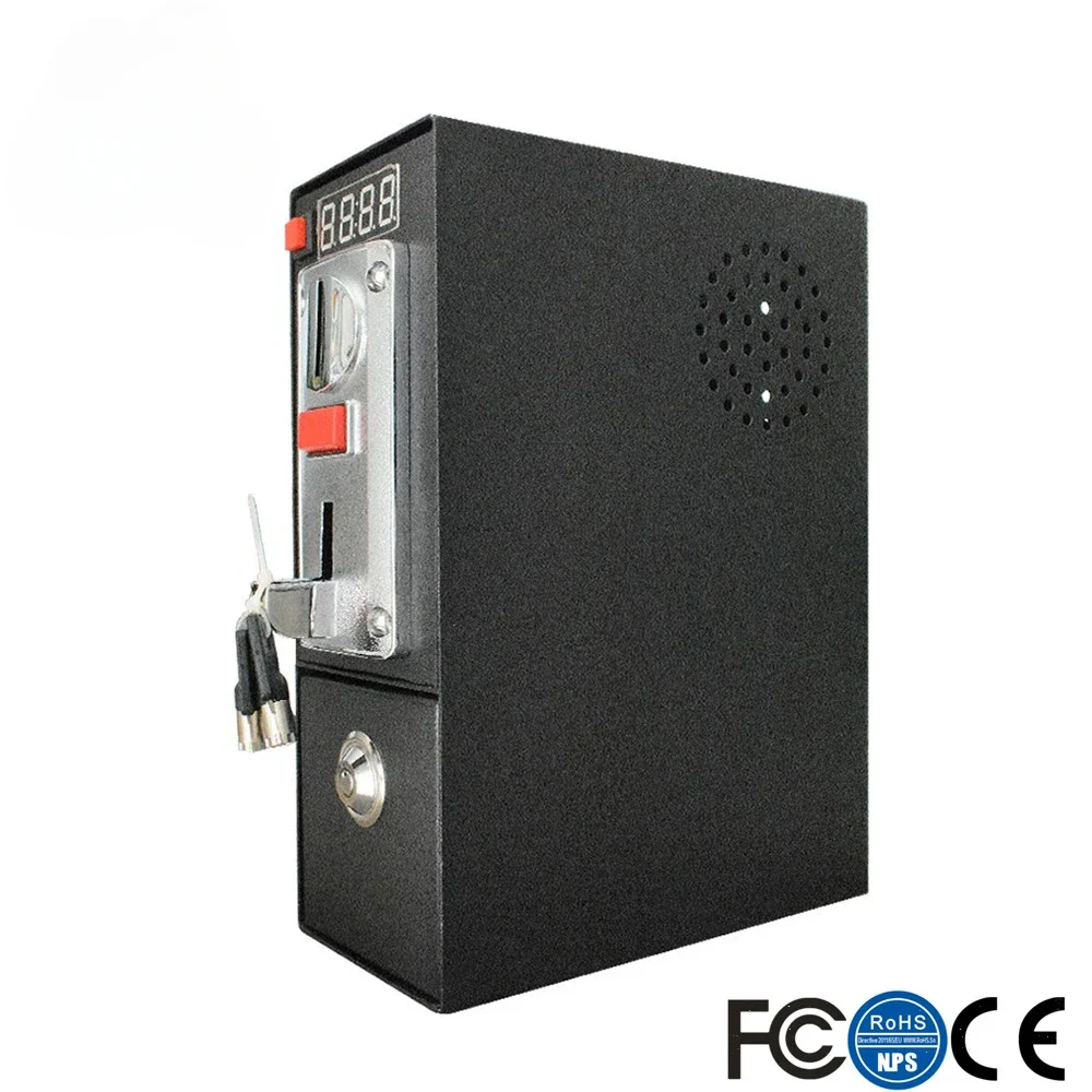 Coin Operated Timer Control Box Multi Coin Acceptor Power Supply with Push Button