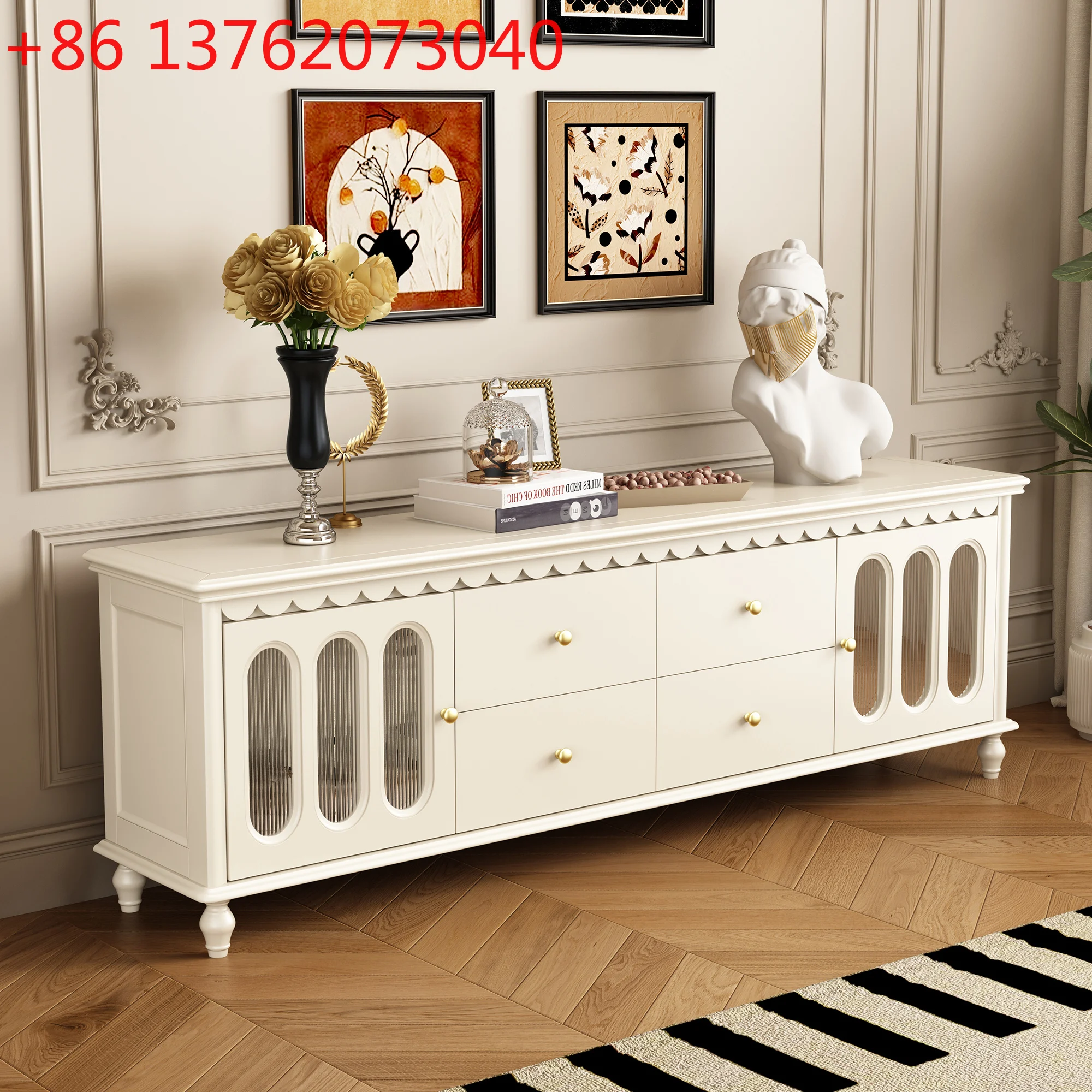 American Cream Wind TV Cabinet Coffee Table Compound Combination Floor Cabinet