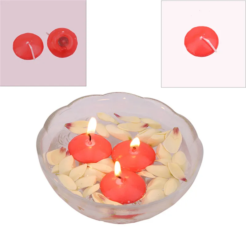 10pcs Candles Floating On The Water Surface Romantic Wedding Birthday Party Home Decoration Candle Valentine Day Decor Supplies