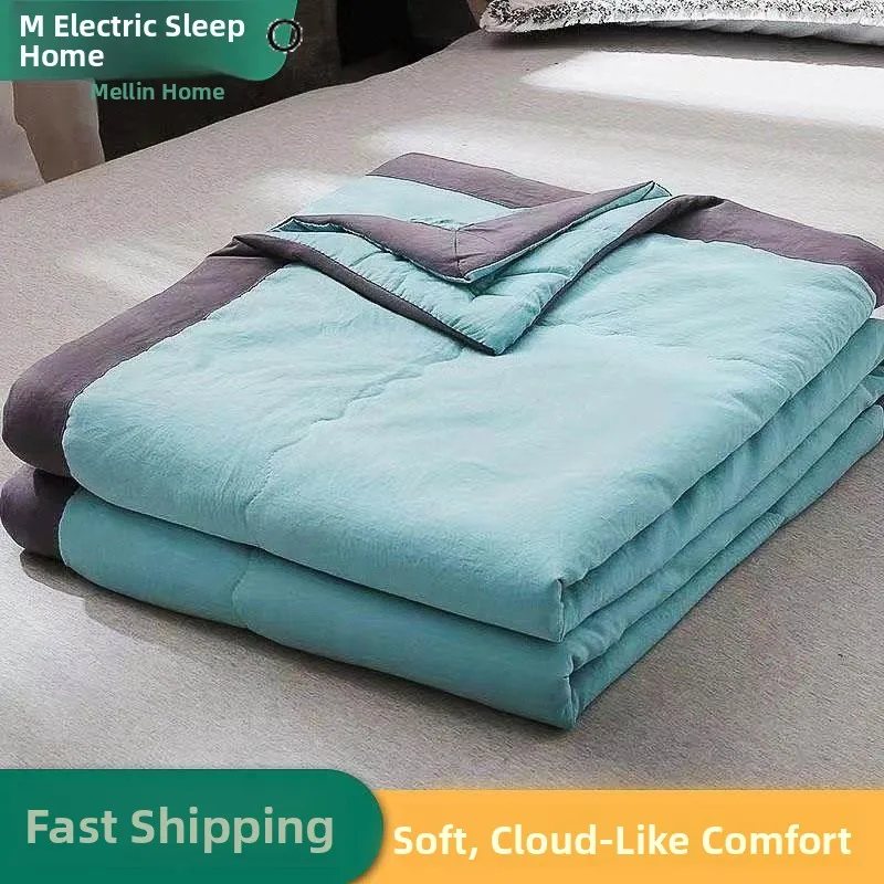 

Тонкое одеяло из чистого хлопка для кондиционированных помещений, машинная стирка, весна-осень, для одного человека, для общежития, летнее, дышащее, влагоотводящее.