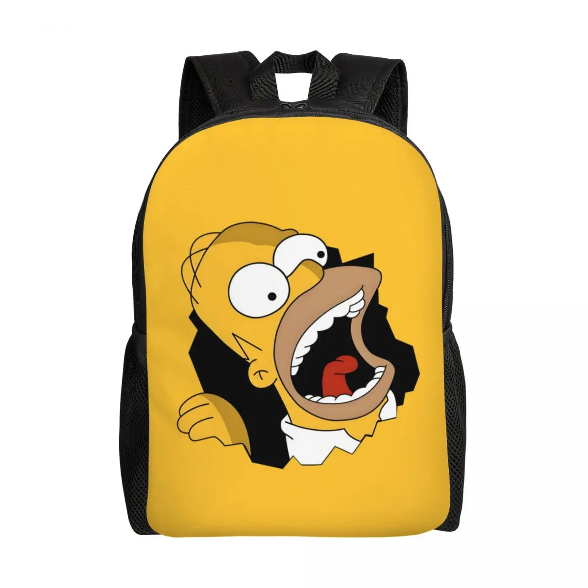 

Custom Simpsons Backpacks Men Women Basic Bookbag for College School Animated Sitcom Bags