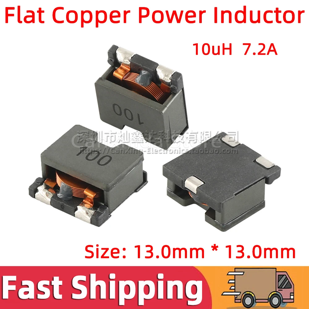 

5pcs SMD SMT Power Inductor Inductance 10uH 7.2A High Current Flat Copper Filter Low Profile Replace SER1360-103KLD