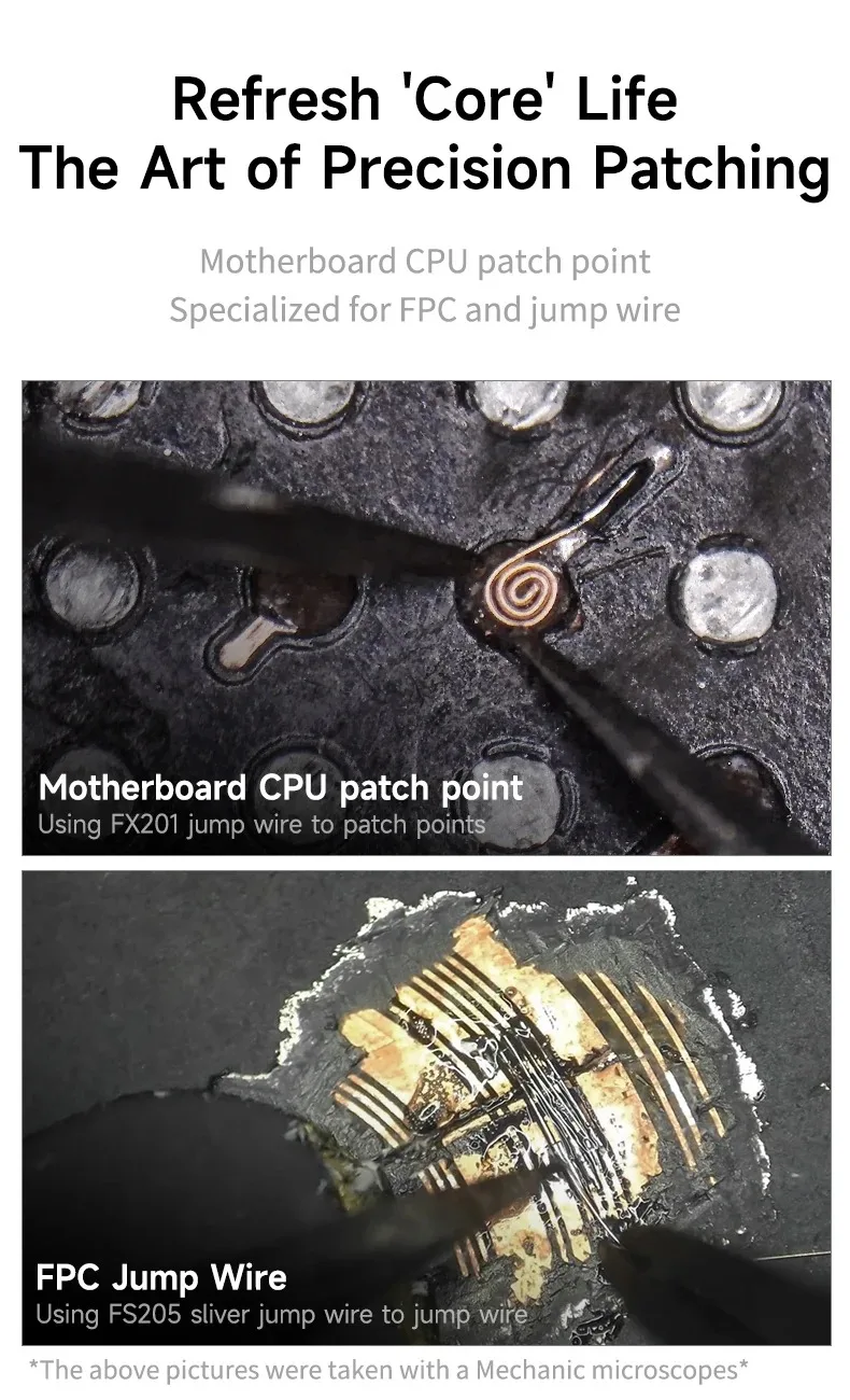 MECHANIC Jump Wires FX105 FS205 FJ201 FJ202 FX202 Extra-fine Silver Jump Wire Mobile Phone PCB Repair CPU Rework fast tinning — zdjęcie 3