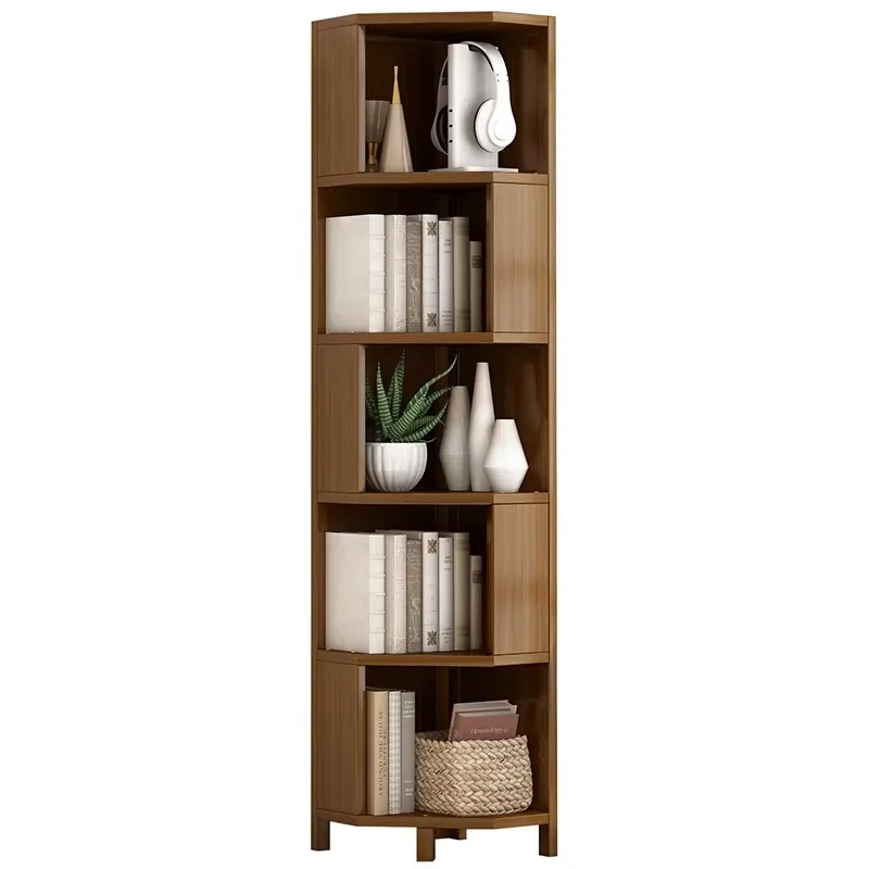 5-layer Corner Shelf Bedroom Living Room Modern Wood Kids Shelf Corner Storage Rack Bookcase