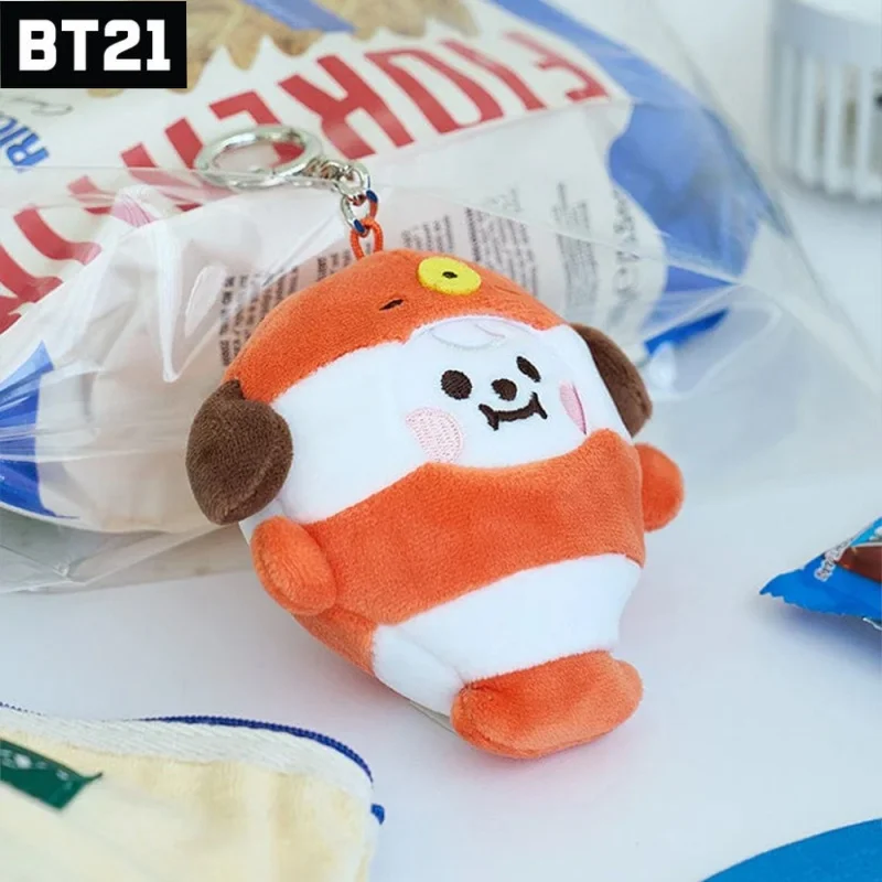 Novo 10cm bt21 popular anime kawaii cooky tata rj mini chaveiro de pelúcia pingente oceano amigos boneca de pelúcia saco pingente ornamento presente