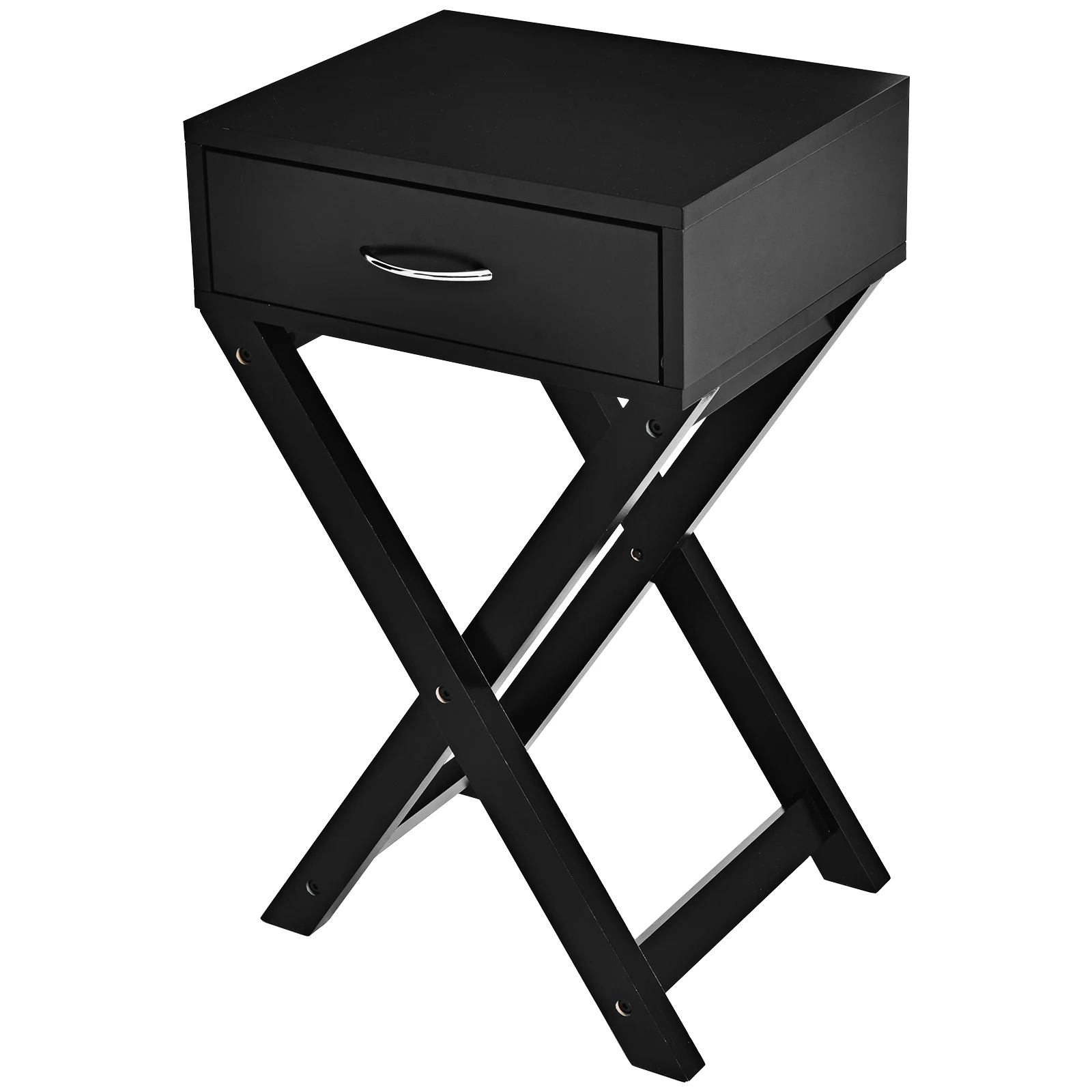 

Nightstand X-Shape Drawer Accent Side End Table Modern Home Furniture Black