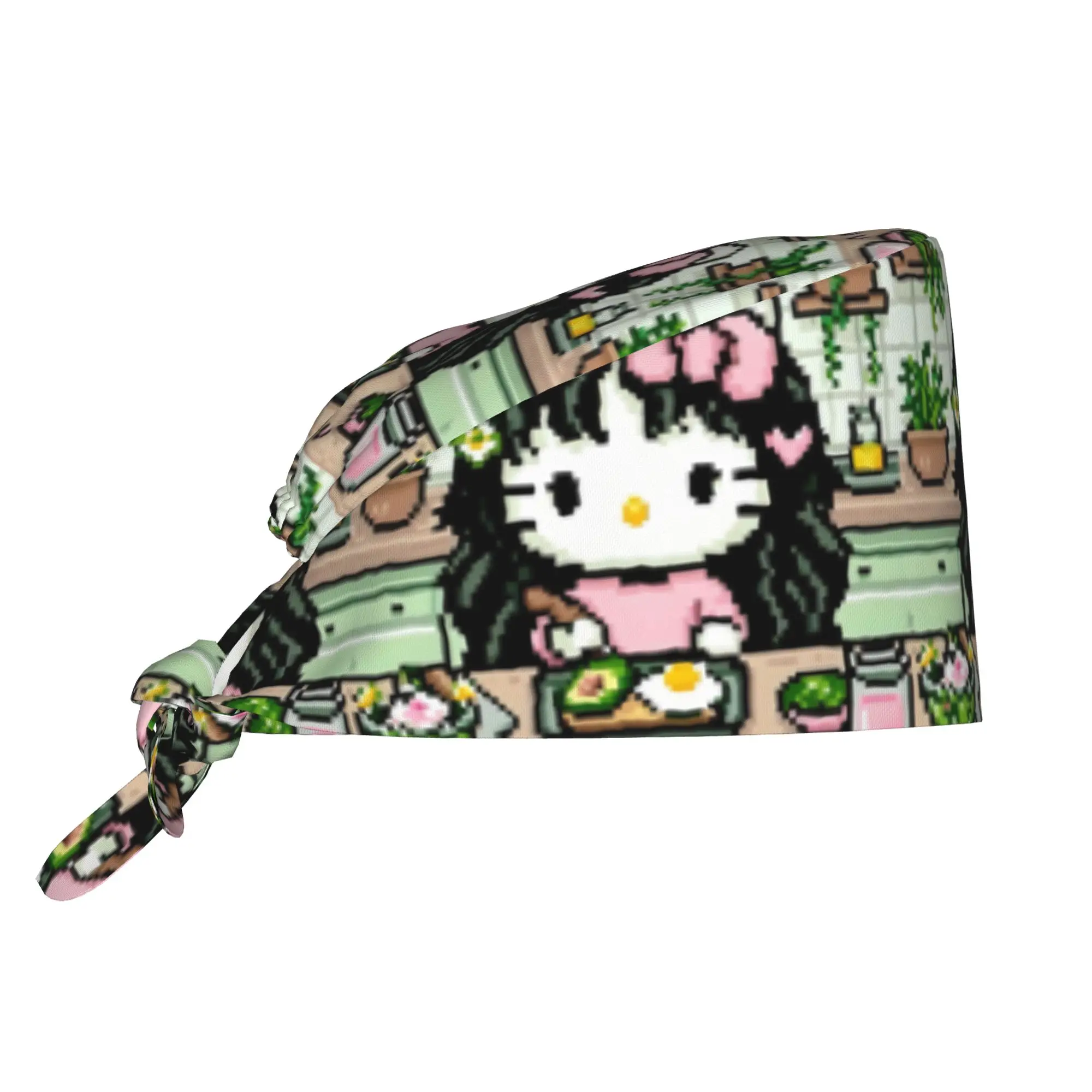 Custom Cat-Cartoon Medical Staff Scrubs Hat Women Men Manga For Chef Hat Scrub Caps view 2