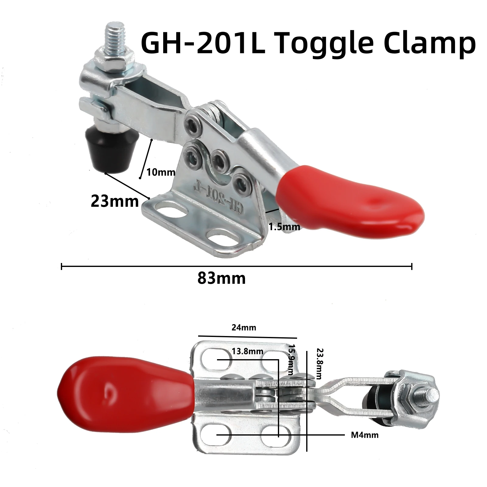 GH-36202M Toggle Clamp Carbon Steel  91kg 200lb Capacity Quick-Release For Woodworking Welding Electronic Equipment Assembly