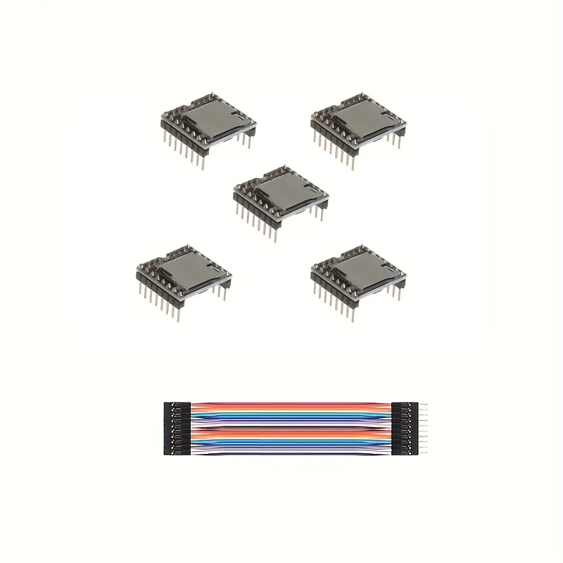 YX5200 DFPlayer Mini MP3 Module, Voice Decode Board with TF Card & U-Disk Support, IO/Serial/AD Control, Compatible with Ar