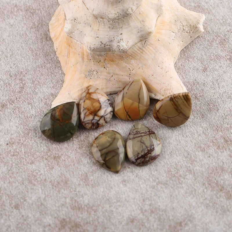 B&F 6PCS Multi-Color Picasso Jasper Earring Beads for Jewelry Making, Handmade Natural stones beads, Stones for  Supplies