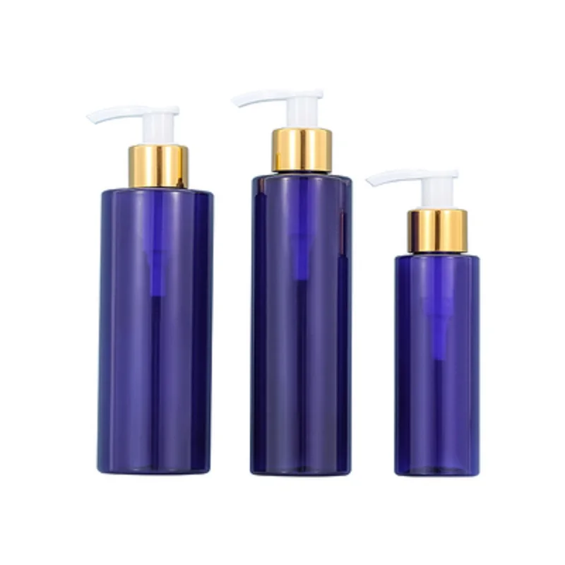 

20pcs/lot Empty 100/200/250ml Lotion Bottle Shampoo Plastic Blue Container Pump Makeup Portable Cosmetic Skincare Packaging