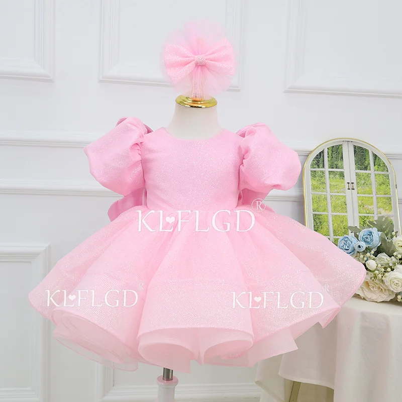 KLFLGD Toddler Baby Girl First Birthday Dress Pink Elegant Girls Party Princess Dress Flower Girl Wedding Evening Dress