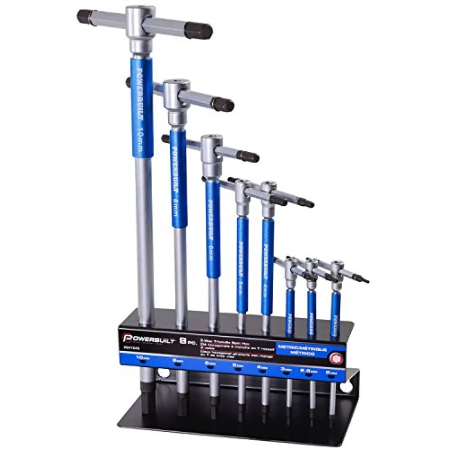 

8 Pc Metric T-Handle Hex Allen Key w/ Speed Sleeves for Fast Spinning Action Sliding Top Handle for "T" or "L" Shape Long Shaft
