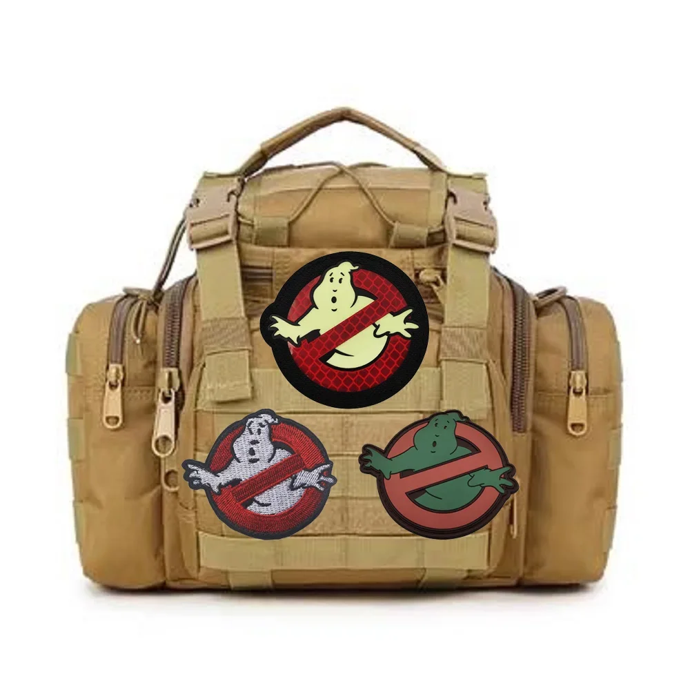 New Ghostbuster Red Catch The Ghost Team Tactical Embroidery Badge Glow in Dark Stickers on Clothing with Hook and Loop Patch