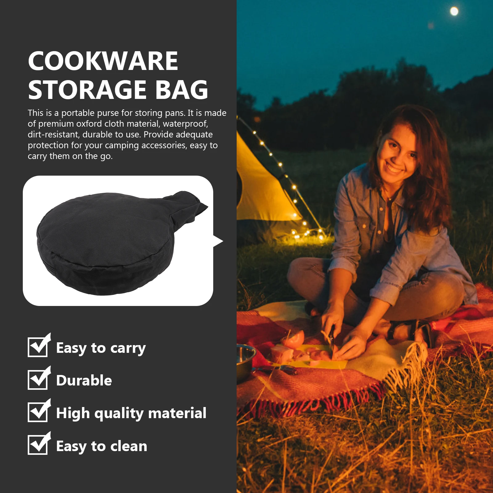 

1pc Pot Storage Bag Reusable Multifunctional Cooking Pan Organizer Portable Camping Pouch For Outdoor Travel Iron Pan Container