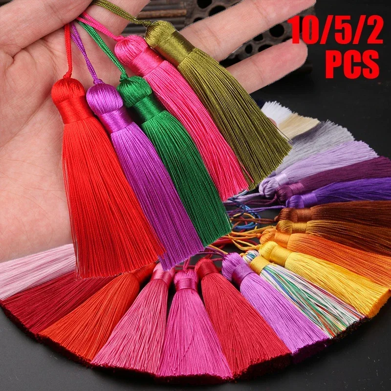 10/5/2Pcs 8cm Silk Tassels Soft Elegant Handmade Silky Floss Tassels With 8cm Cord Loop For DIY Jewelry Making Keychain Earring