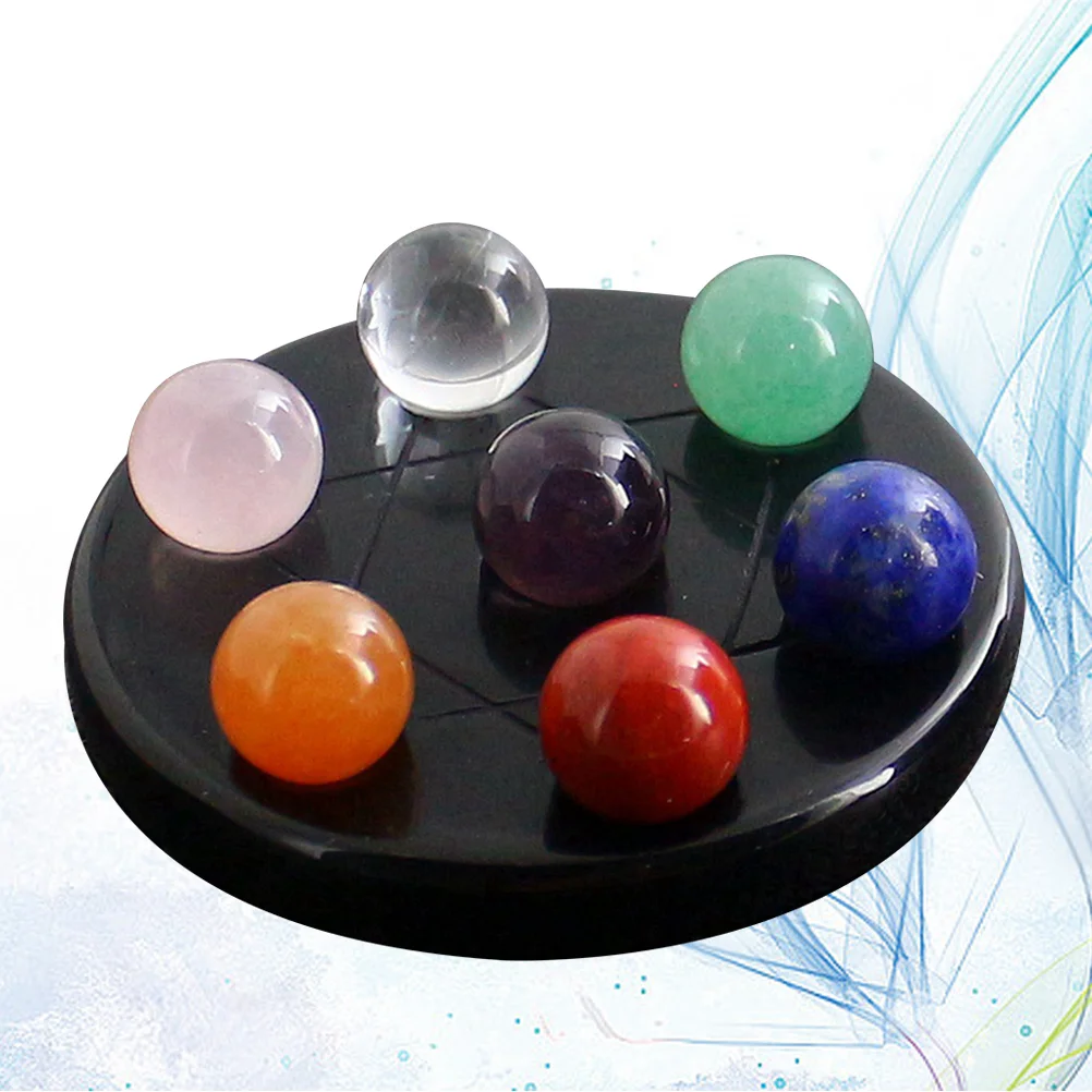 7 Chakra Seven-star Appetizer Plate Decorate Crystal Beads Gemstone Ball Stones