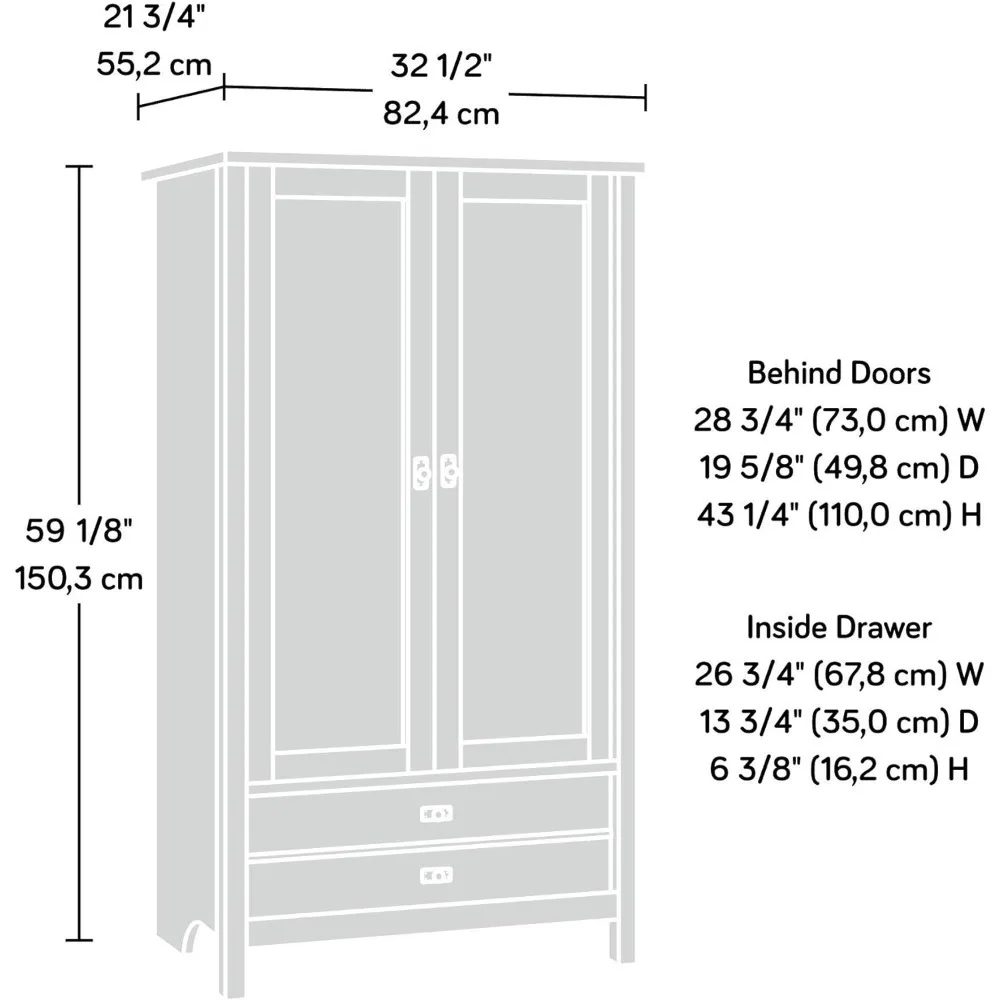 Wardrobe with Drawer Doors, Pantry Cabinets/ Closet, Simple  Assembly Wardrobe,  59.17"H Oak Closet Cabinet for Bedroom image 3