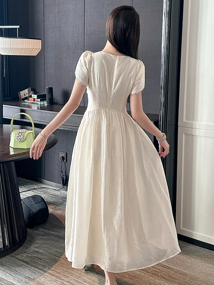 ชุดราตรีสไตล์ฝรั่งเศสสำหรับผู้หญิง ดีไซน์หวานแหววแบบนางฟ้า ประดับมุก คอร์เซ็ท จีบระบายทรงบอลกาวน์ ชุดเดรสงานวันเกิด งานปาร์ตี้ ชุดราตรีออกงานหรูหรา