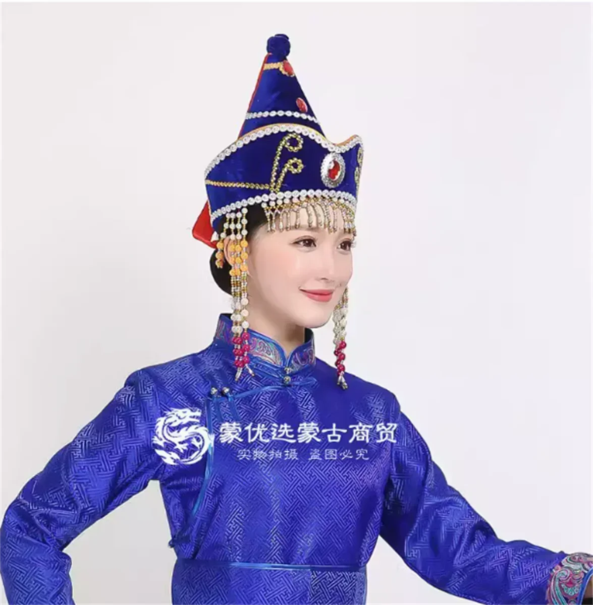 Mongolian pointed long flowing Soviet princess hat ethnic costume performance accessories hat headwear