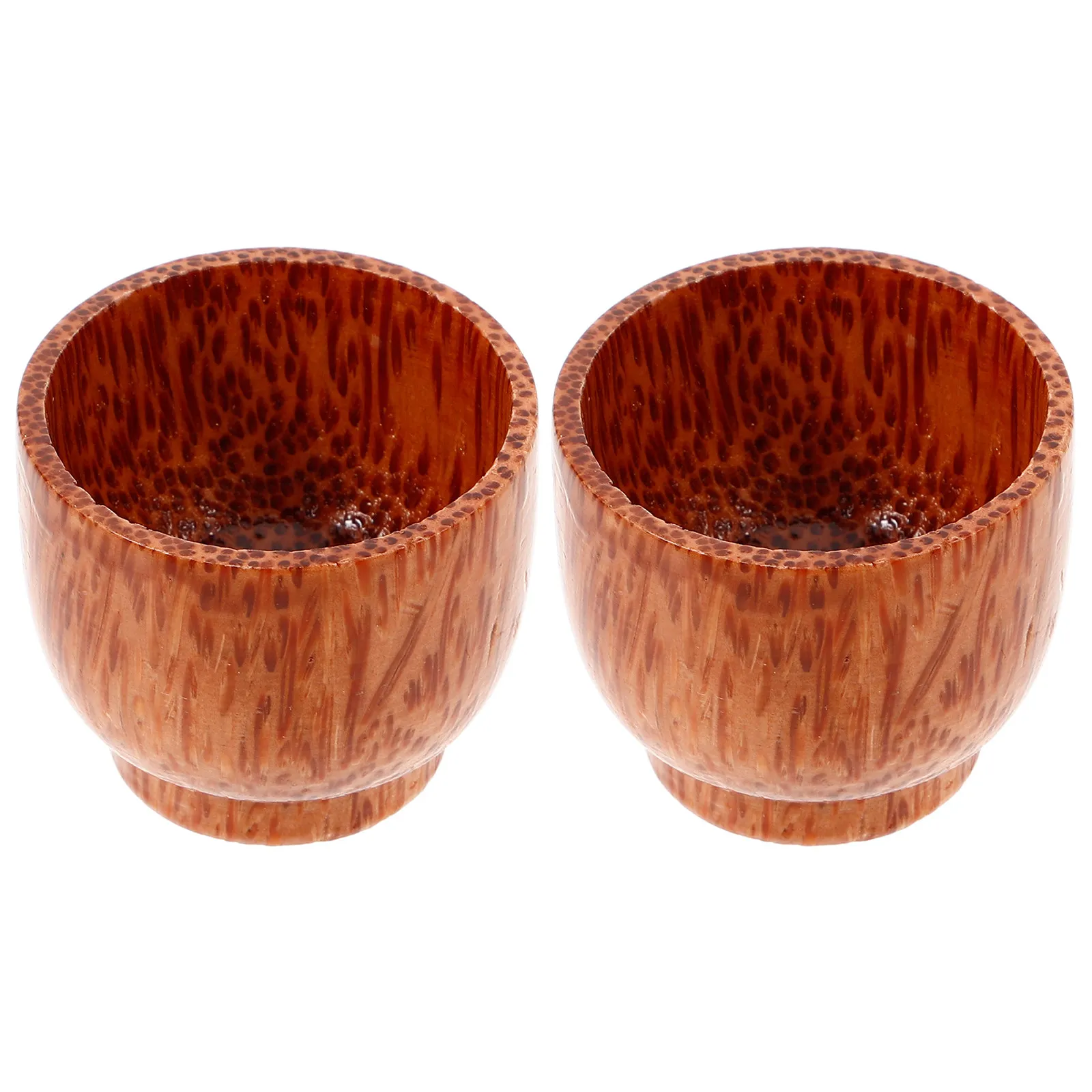 2Pcs Wooden Drinking Cup Hand Carved Natural Wood Tea Wine Mug for Men Home Office Camping Travel Hot Cold Beverages
