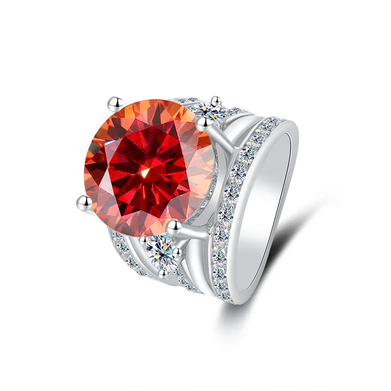 المرأة PT950 البلاتين خاتم الزواج مويسانيتي كامل 5Ct تاج حمامة البيض تصميم Sansheng Sanshi موضوع خاتم الخطوبة