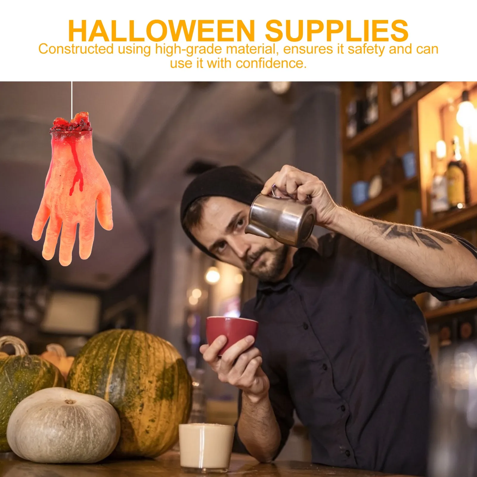 1Pcs Lifelike Blood Hand Prop Halloween Party Props Scary Prank Tool Trick Supplies Haunted Decor Fun Accessory