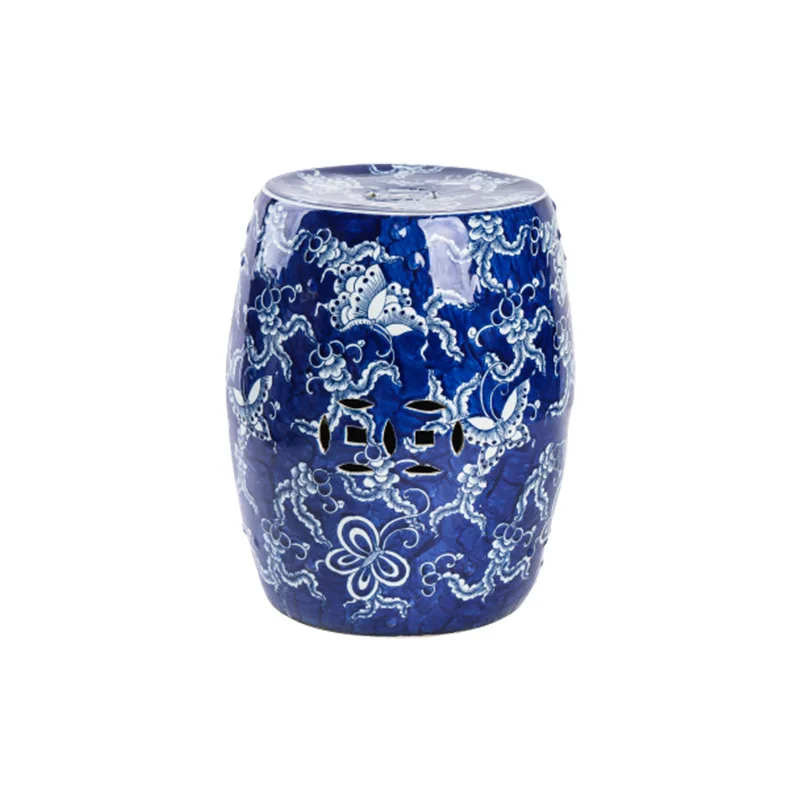 

Ming and Qing ceramic drum stools, ceramic hand-painted blue and white porcelain, shoe changing stools