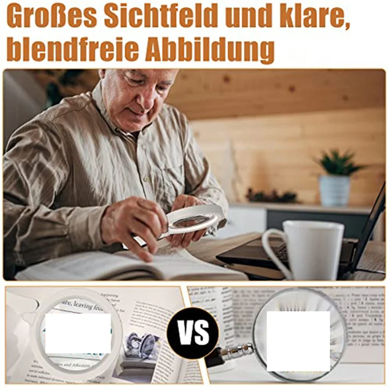 

1 PCS Magnifying Glass Reading Magnifier Portable Foldable Magnification 3X 6X With 17 LED Light White