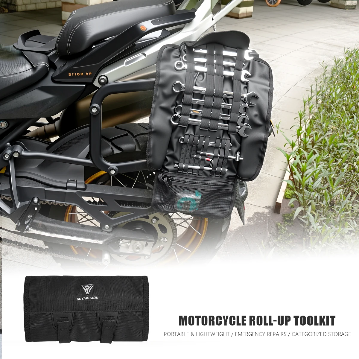 SOYAVISION دراجة نارية أداة حقيبة المحمولة موتور أدوات موتوكروس أداة حقيبة التخزين الحقيبة في الهواء الطلق إصلاح العمل أداة لفة حزمة #1