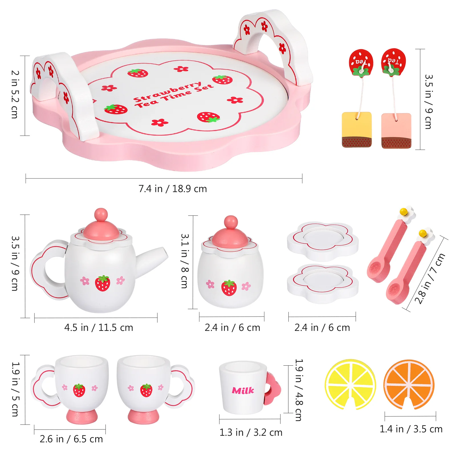 Tea Party Toy Set Kids Girl Kids' Toys Pretend Play Bamboo Educational Food Kitchen